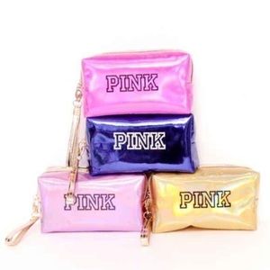 Pink hologram makeup bags